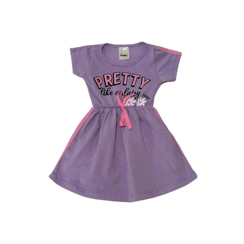 Pretty Lilac Short Sleeve Girl Dress 1